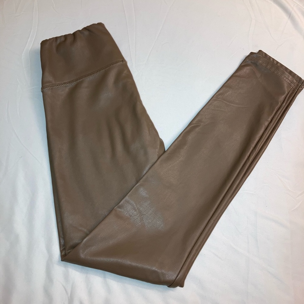 Bagatelle faux leather fleece lined leggings